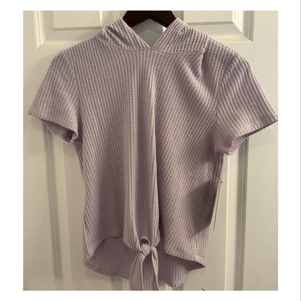 90 Degrees by Reflex Knot Front Short Sleeve Cropped Hoodie - NWT - Medium